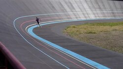 boy doing exercise on the sports stadium (THIS IS MUNICIPAL PARK) Stock Footage