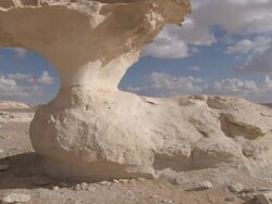  MS TU TD PAN  Mushroom shape limestone rock / Qasr al Farafra, Egypt Stock Footage