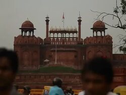 Traffic in front of red fort  Stock Footage