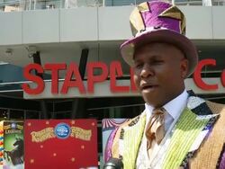 INTERVIEW - Ringmaster Johnathan Lee Iverson on today's event, Kelly Ann the elephant picking the FIFA World Cup winner and what people can expect from the Legends show Stock Footage