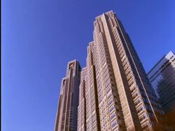 WA low angle view of facade of the Tokyo metropolitan government office, Shinjuku, Tokyo, Japan Stock Footage