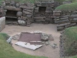 HA Ruins of the neolithic settlement Skara Brea / Orkney, Scotland, United Kingdom Stock Footage