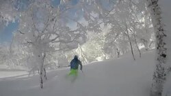 POV of a young man skier skiing on a snow covered mountain. - Slow Motion Stock Footage