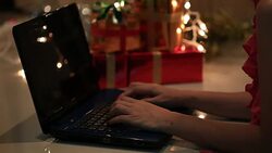 working woman typing a keyboard computer Stock Footage