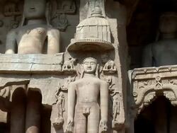 CU, ZO, MS, Sandstone statues in Gwalior Fort, Gwalior, Madhya Pradesh, India, CU Stock Footage