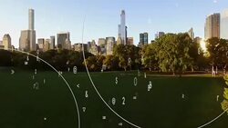 animated data numbers stream connected with city skyline background. business networking concept Stock Footage