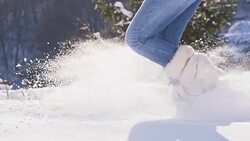 SLO MO Running Through The New-Fallen Snow Stock Footage