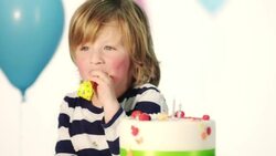 Happy boy on his birthday Stock Footage