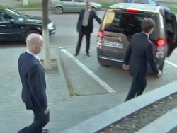 William Hague leaving Moldova offices of Endava News Clip