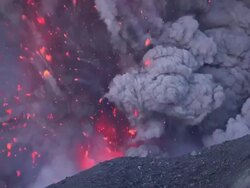 Eyjafjallajokull  Ejecting Clouds Of Ash And Lava Stock Footage
