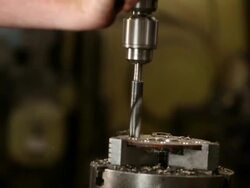 CU TD Machine Worker Using Drill Press in Machine Shop Stock Footage