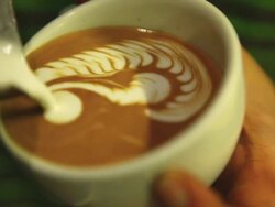 HD:Latte art,Milk pouring by a Barista. Stock Footage