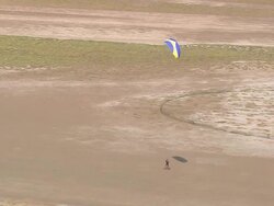 WS AERIAL TS View of paragliding Point at beach near Leucate city / Languedoc Roussillon, France Stock Footage