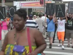 Protesters march against US plans to bomb Syria Stock Footage