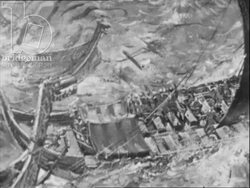 Swedish coast, Viking ships and jewellery. Sweden, 1960s Stock Footage