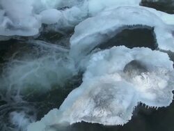 CU Frozen river PrÃƒÂ¼m in winter / Irrel, Rhineland Palatinate, Germany   Stock Footage