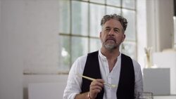 Artist plans his painting Stock Footage