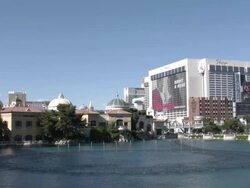 Dancing waters at Bellagio at day in Las Vegas Stock Footage