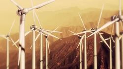 Wind Turbines: Slow Pass at Sunset Stock Footage