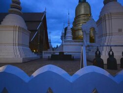 HD:Temple and gold pagoda at twilight time in chiang mai Thailand Stock Footage