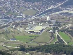 WS AERIAL View of Network and tracking radar station at liechtenstein / Liechtenstein, Switzerland Stock Footage