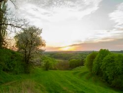 T/L Countryside in the evening sun Stock Footage