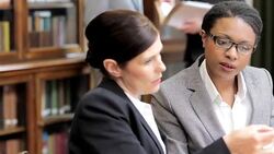 Lawyers working together in office Stock Footage