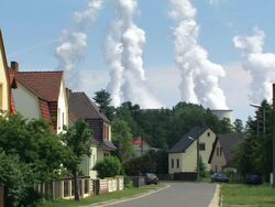 Power Station - Street with houses Stock Footage