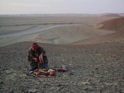WS View of man doing Native ritual AUDIO / South Of Peru, Nazca, Peru Stock Footage