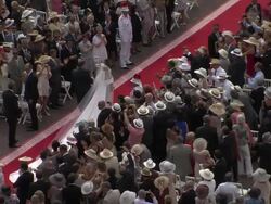 Princess Charlene of Monaco and Michael Kenneth Wittstock at the Monaco Royal Wedding: Religious Ceremony Arrivals at Monaco . (Footage by WireImage Video/Getty Images Entertainment Video) Stock Footage
