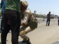 Egyptian Army check point & people being searched News Clip