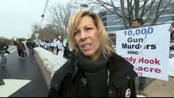 Members of gun-violence prevention grassroots organizations gathered in front of the NRA headquarters in Virginia to mark the first anniversary of the shootings in Newtown, Connecticut and to honor all victims of gun violence. (Dec. 14) Instructional Video
