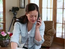 MS TU Shot of female artist talking on phone about her prints / Lamy, New Mexico, United States Stock Footage