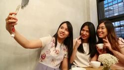 Teen girls selfie with smartphone Stock Footage