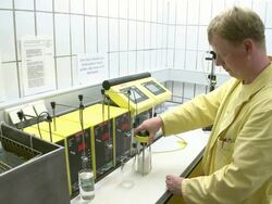 MS Man examining in laboratory at Warsteiner AG / Warstein, North Rhine Westphalia, Germany Stock Footage