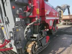 MS Shot of bridge construction site preparing demolition of old bridge at Saar river / Wiltingen, Rhineland Palatinate, Germany Stock Footage