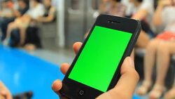 Chroma key: using tablet on train Stock Footage