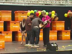 SPEECH: Joe Jonas (L) and Nick Jonas at the Jonas Brothers Surprise 25 Stock Footage