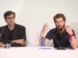 INTERVIEW - Andrew Garfield on what attracted to the role, how it was personal to him at '99 Homes' Press Conference - 71st Venice International Film Festival Stock Footage