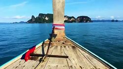 Thailand, Drive On Long tail Boat At Krabi Islands Stock Footage