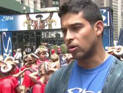 EVENT CAPSULE REPORTER/CHYRON: 2011 Stride Running Of The Rams Stock Footage