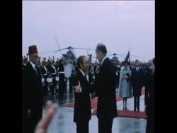 SYND 23 11 76 KING HASSAN II OF MOROCCO ARRIVES IN FRANCE News Clip