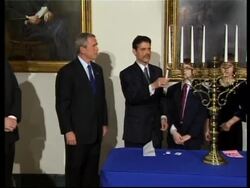 President Bush takes part in Hanukkah ceremony News Clip