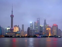 Shanghai Skyline from Dusk to Night Stock Footage