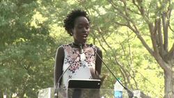 SPEECH - Kuoth Wiel at Bono and Yoko Ono honor John Lennon at Event on Ellis Island Stock Footage