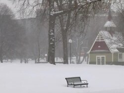 WS View of remodeled park house during winter / Minneapolis, Minnesota, USA Stock Footage