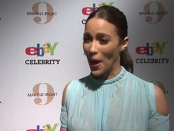 INTERVIEW: Paula Patton on what she likes about eBay at eBay Celebrity And Brad Pitt's Make It Right Celebrate Pop-Up Gallery Exhibition At New York's Chelsea Market on 02/09/2012 in New York Stock Footage