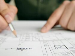 Architect Working on Blue Print Stock Footage