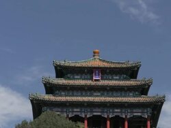 LA PAN WS Chinese Temple in Jing Shan Park/ Beijing, China Stock Footage