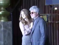 Amy Adams (L) and Pedro Almodovar at the Hollywood Foreign Press Association's Cecil B. DeMille Award Recipient Announcement at Beverly Hills CA. (Footage by WireImage Video/Getty Images Entertainment Video) Stock Footage